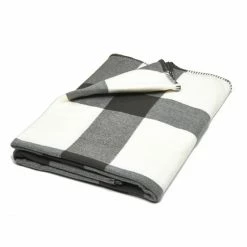 Haven & Earth Lusso Manhattan Plaid - 200x230 Cm - Stahlgrau/natur