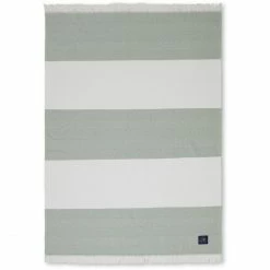 Lexington Herringbone Striped Decke - 130x170 Cm - Green/white