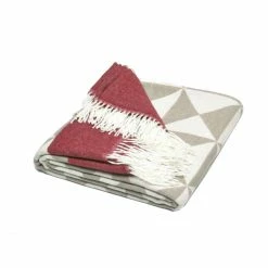 Haven & Earth Amanda Triangles Plaid - 150x200 Cm - Taupe/rot/natur