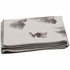 David Fussenegger SYLT Hirsche/Tannen Allover Flanelldecke - 140x200 Cm - Ecru/schlamm