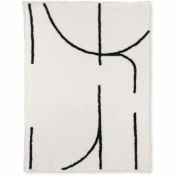 HK Living Soft Woven Decke - 130x170 Cm - Natural-black