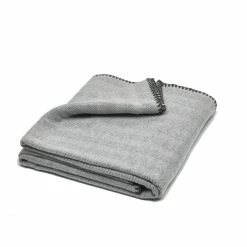 Haven & Earth Winter Herringbone Plaid - 160x220 Cm - Stahlgrau/natur