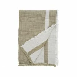 LEXINGTON Double Faced Cotton Bedspread Tagesdecke - 160x240 Cm - Olive/white