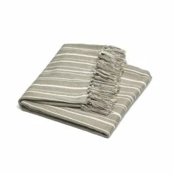Haven & Earth Protea Nadelstreifen Plaid - 150x200 Cm - Taupe/natur