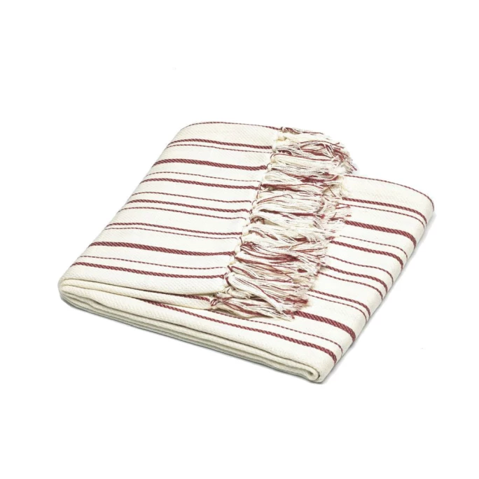 Haven & Earth Protea Nadelstreifen Plaid - 150x200 Cm - Natur/rot 1 Haven & Earth Protea Nadelstreifen Plaid - 150x200 Cm - Natur/rot