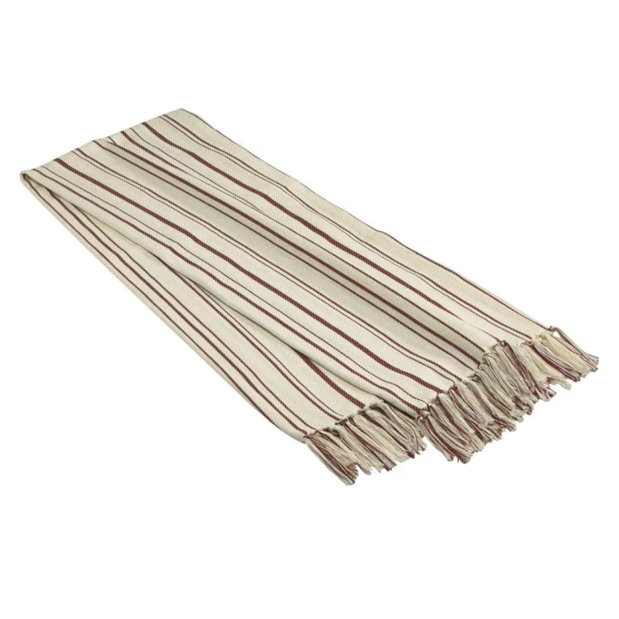 Haven & Earth Protea Nadelstreifen Plaid - 150x200 Cm - Natur/rot 2 Haven & Earth Protea Nadelstreifen Plaid - 150x200 Cm - Natur/rot – Bild 2