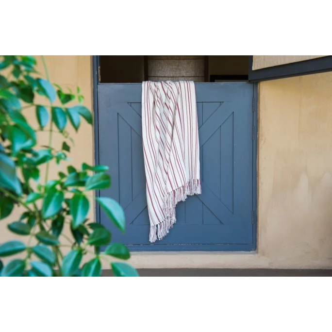 Haven & Earth Protea Nadelstreifen Plaid - 150x200 Cm - Natur/rot 3 Haven & Earth Protea Nadelstreifen Plaid - 150x200 Cm - Natur/rot – Bild 3